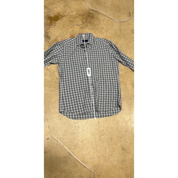 David Donahue Dress Shirt Mens Large Blue Check Twill Button Up Work Designer M - Picture 8 of 9